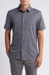 BUGATCHI BUGATCHI MILES OOOHCOTTON® FLORAL SHORT SLEEVE BUTTON-UP SHIRT