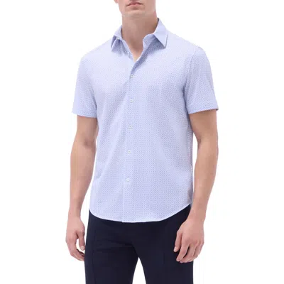 Bugatchi Miles Ooohcotton® Floral Short Sleeve Button-up Shirt In Cobalt