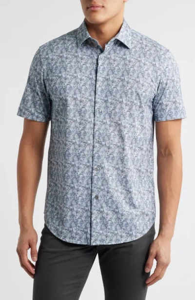 Bugatchi Miles Ooohcotton® Floral Short Sleeve Button-up Shirt In Graphite