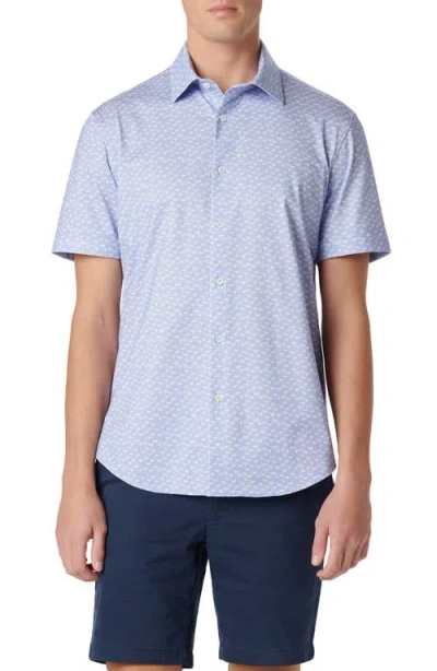 Bugatchi Miles Ooohcotton® Floral Short Sleeve Button-up Shirt In Blue