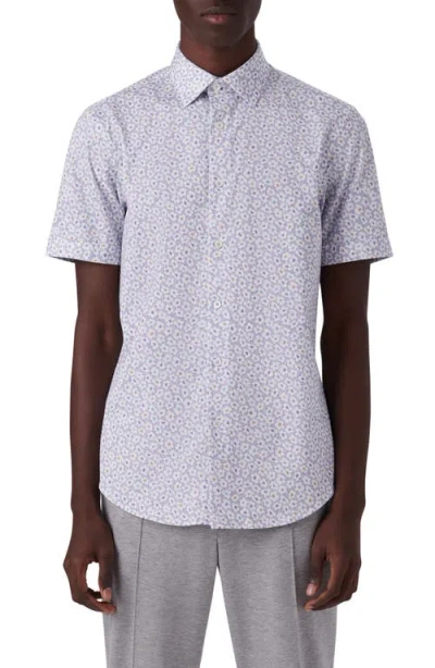 Bugatchi Miles Ooohcotton® Floral Short Sleeve Button-up Shirt In Lilac