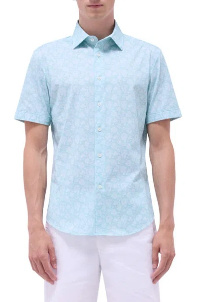 Bugatchi Miles Ooohcotton® Floral Short Sleeve Button-up Shirt In Menthol