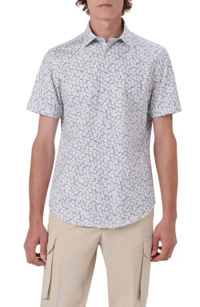 Bugatchi Miles Ooohcotton® Floral Short Sleeve Button-up Shirt In Navy
