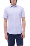 Bugatchi Miles Ooohcotton® Floral Short Sleeve Button-up Shirt In Peacock
