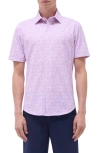 Bugatchi Miles Ooohcotton® Floral Short Sleeve Button-up Shirt In Pink