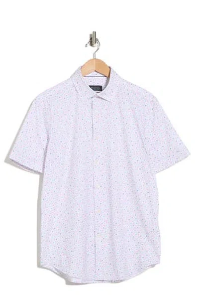 Bugatchi Miles Ooohcotton® Floral Short Sleeve Button-up Shirt In White