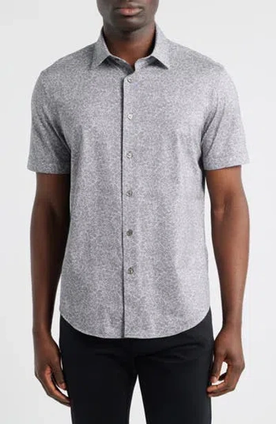 Bugatchi Miles Ooohcotton® Floral Short Sleeve Button-up Shirt In Black