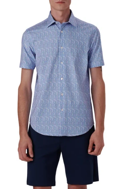 Bugatchi Miles Ooohcotton® Geo Print Short Sleeve Button-up Shirt