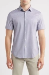 Bugatchi Miles Ooohcotton® Geo Print Short Sleeve Button-up Shirt