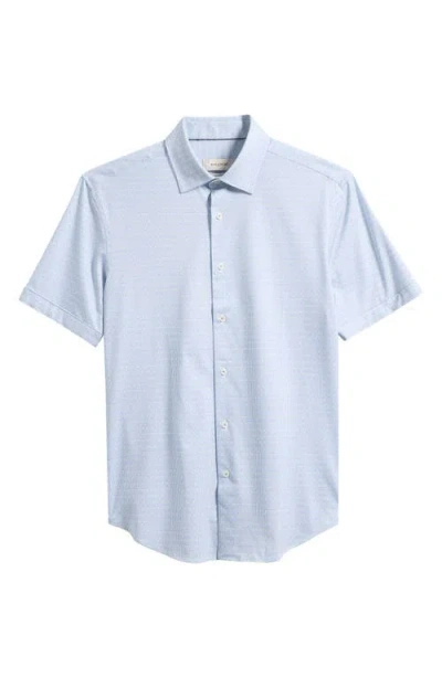 Bugatchi Miles Ooohcotton® Geo Print Short Sleeve Button-up Shirt In Blue