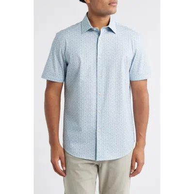 Bugatchi Miles Ooohcotton® Geo Print Short Sleeve Button-up Shirt In Mint