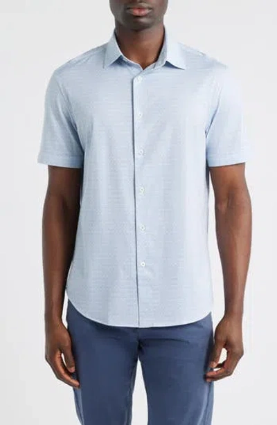 Bugatchi Miles Ooohcotton® Geo Print Short Sleeve Button-up Shirt In Ether