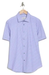 Bugatchi Miles Ooohcotton® Motorcycle Print Short Sleeve Button-up Shirt In Air Blue
