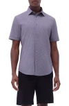 Bugatchi Miles Ooohcotton® Geometric Print Short Sleeve Button-up Shirt In Black