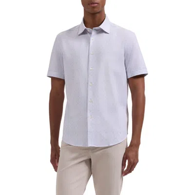 Bugatchi Miles Ooohcotton® Geometric Print Short Sleeve Button-up Shirt In White