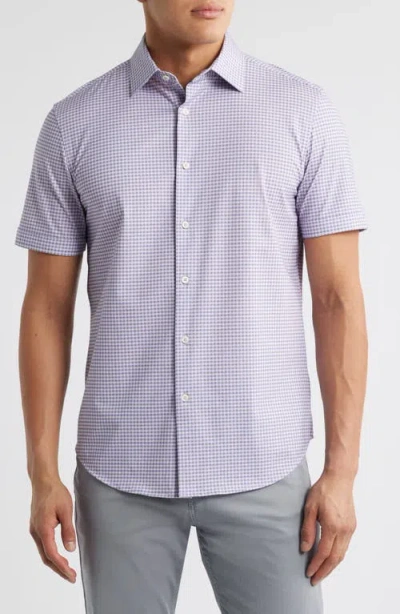Bugatchi Miles Ooohcotton® Gingham Short Sleeve Button-up Shirt In Pink