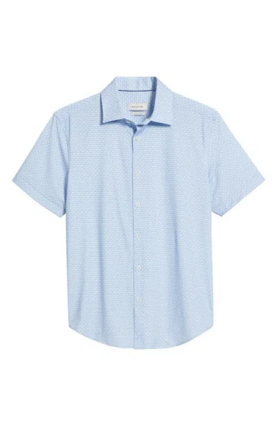 Bugatchi Miles Ooohcotton® Grid Check Short Sleeve Button-up Shirt In Air Blue