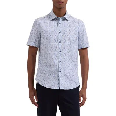 Bugatchi Miles Ooohcotton® Guitar Print Short Sleeve Button-up Shirt In Blue