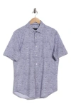 Bugatchi Miles Ooohcotton® Heathered Short Sleeve Button-up Shirt In Gray