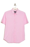 Bugatchi Miles Ooohcotton® Heathered Short Sleeve Button-up Shirt In Pink