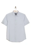 Bugatchi Miles Ooohcotton® Heathered Short Sleeve Button-up Shirt In Platinum