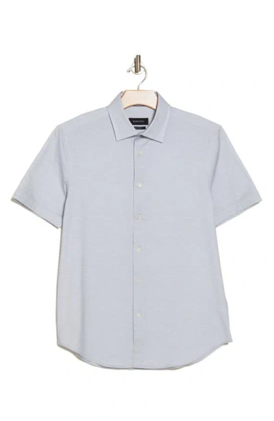 Bugatchi Miles Ooohcotton® Heathered Short Sleeve Button-up Shirt In Platinum