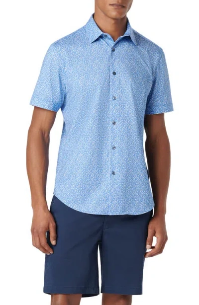 Bugatchi Miles Ooohcotton® Leaf Print Short Sleeve Button-up Shirt