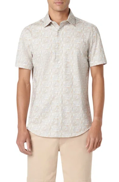 Bugatchi Miles Ooohcotton® Leaf Print Short Sleeve Button-up Shirt