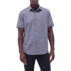 Bugatchi Miles Ooohcotton® Leaf Print Short Sleeve Button-up Shirt In Black