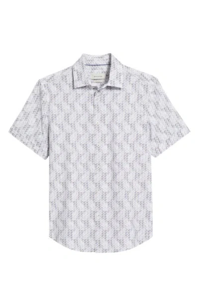 Bugatchi Miles Ooohcotton® Leaf Print Short Sleeve Button-up Shirt In Peacock