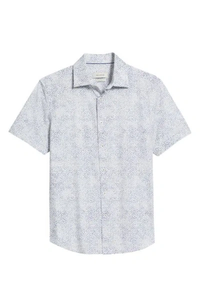 Bugatchi Miles Ooohcotton® Leaf Print Short Sleeve Button-up Shirt In Peacock