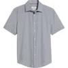 Bugatchi Miles Ooohcotton® Microcheck Short Sleeve Button-up Shirt In Black