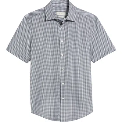 Bugatchi Miles Ooohcotton® Microcheck Short Sleeve Button-up Shirt In Black