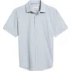 Bugatchi Miles Ooohcotton® Microcheck Short Sleeve Button-up Shirt In Sand