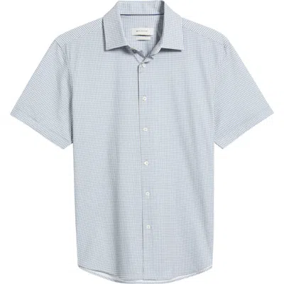 Bugatchi Miles Ooohcotton® Microcheck Short Sleeve Button-up Shirt In Sand