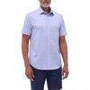 Bugatchi Miles Ooohcotton® Mosaic Print Short Sleeve Button-up Shirt In Steel