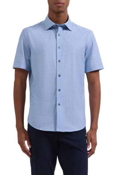 Bugatchi Miles Ooohcotton® Neat Dot Print Short Sleeve Button-up Shirt In Blue