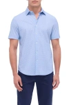 Bugatchi Miles Ooohcotton® Palm Print Short Sleeve Button-up Shirt In Air Blue