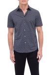 Bugatchi Miles Ooohcotton® Palm Print Short Sleeve Button-up Shirt In Black