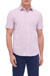 Bugatchi Miles Ooohcotton® Palm Print Short Sleeve Button-up Shirt In Dusty Rose