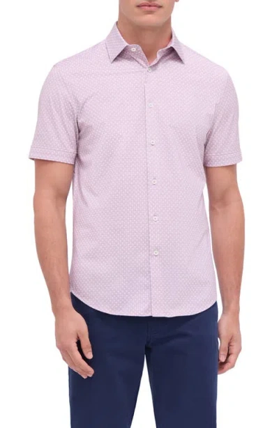 Bugatchi Miles Ooohcotton® Palm Print Short Sleeve Button-up Shirt In Dusty Rose