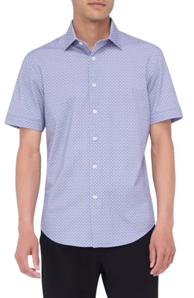 Bugatchi Miles Ooohcotton® Palm Print Short Sleeve Button-up Shirt In Lilac