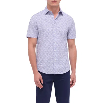 Bugatchi Miles Ooohcotton® Palm Tree Print Short Sleeve Button-up Shirt In Lilac