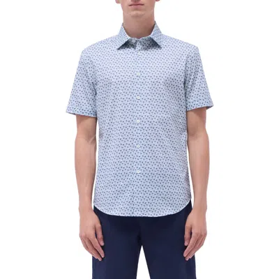 Bugatchi Miles Ooohcotton® Palm Tree Short Sleeve Button-up Shirt In Mint