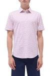 Bugatchi Miles Ooohcotton® Floral Short Sleeve Button-up Shirt In Papaya