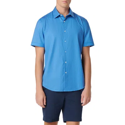 Bugatchi Miles Ooohcotton® Pin Dot Short Sleeve Button-up Shirt In Classic Blue