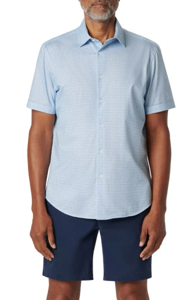 Bugatchi Miles Ooohcotton® Pin Dot Short Sleeve Button-up Shirt In Sky