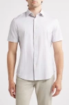 Bugatchi Miles Ooohcotton® Pinstripe Short Sleeve Button-up Shirt