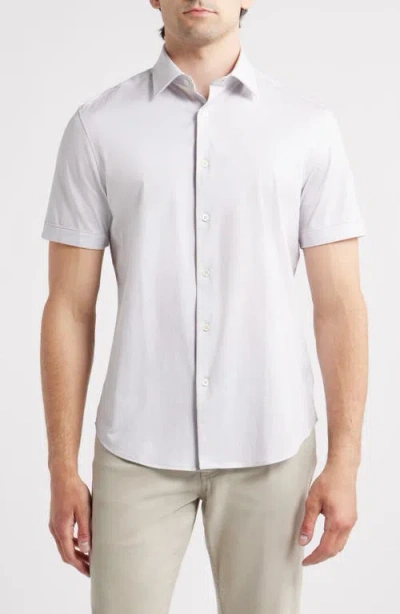 Bugatchi Miles Ooohcotton® Pinstripe Short Sleeve Button-up Shirt