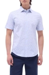 Bugatchi Miles Ooohcotton® Pinstripe Short Sleeve Button-up Shirt In Classic Blue